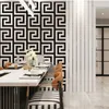 Zwart Wit Geometrische Wallpaper Rollen Luxe Grote Griekse sleutel Muurdocumenten Home Decor voor woonkamer en slaapkamer 210722