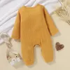 Spring Autumn Newborn Girls Rompers Baby O-Neck Long Sleeve Pure Color Jumpsuits Boy Girl Rompers Clothes