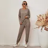 Herbst Winter Lose 2 Stück Set Frauen Gestrickte Klage Frau Trainingsanzug Hosen Sets Sweat Suits Outfis Damen Casual Lounge Wear Y0625