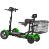 10 pouces de mobilité électrique scooter pliable 4 roues scooters électriques 250W Double moteur électrique scooter skateboard adultes avec bady child siège grand panier