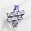 Letter safety pin Brooch Heart charm Brooches Enamel Lapel pins for love couple women men fashion jewelry