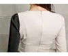 Koreaanse contrast kleur patchwork potlood jurk vrouwen lente zakelijke ol es fitted schede vestidos 210519