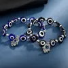 Blue Evil Eye Charm Bracelets Hamsa Hand Bracelet Jewelry for Women Men Black Fashion Lucky Fatima Plam Beaded Stretch Strands