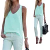 Missky 2020 Summer Women Fashion Solid Color Sleevelsuspenders Cool Andningsbar Chiffon Blouse X0507