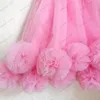Skära rosa ärmlös ruffles tulle barn korta klänningar ganska blomma för flickor knä längd gemenskap klänning sommar casual