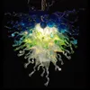 Modern hänge ljus LED-ljuskronor Lampa Italien handblåst glas ljuskrona i blå grön och klar färg stadsdesign matbord Top Art Decoration Custom 60 70 cm