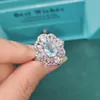 Wedding Rings Luxury Fashion Jewelry Women Accessories Oval Sky Blue Topaz Stone Ring For 925 Silver Hollowed Design2846255