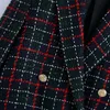 Kvinnor Oversize Plaid Blazer Coat Spring Fashion Ladies Vintage Double Breasted Coats Kvinnlig Elegant Loose Outwear 210515