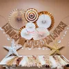 12pcs/set Gold Balck Birthday Party Hanging Paper Fans EID MUBARAK Party Ceiling Hanging Decorations Baby Shower Decor 210610