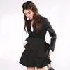 DEAE новая весенняя мода повседневный поворотный воротник черный высокий талию тонкий с длинным рукавом лук костюм пиджак юбка женщины SB309 210428