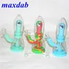 7.5'' Glow in the dark Smoking beaker water pipe hookah silicone tobacco hand pipes oil rigs glass bong dab rig quartz banger dabber tool