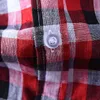 Red Plaid Short Sleeve Shirt for Men 100% Pure Linen Casual Turn-down Collar Tops Summer New Male Button Up Shirt 210421