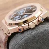 클래식 남성 시계 석영 운동 시계 42mm 패션 비즈니스 손목 시계 Montre de Luxe 선물을위한 Rose Gold258f