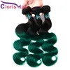 Glanzend Turquoise Groen Ombre Body Wave Braziliaans Maagdelijk Haarbundels Donkere Wortels Golvend Weven 100gpcs Strak Naai In Gekleurd Exte3951663