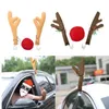 Kerstmis Auto Exterieur Accessoires Sika Deer Antlers Neus Hoorn Kostuum Set Truck Auto Decor Xmas Gift Leuke Voertuig Vakantiefeest Festival Decoratie voor auto's