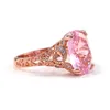 Wedding Rings CAOSHI Hollow Pattern Design Rose Gold Color Ring Light Pink Single CZ Stone Delicate Engagement Jewelry For Women