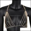 Other Body Jewelry Women Shiny Crystal Rhinestone Chain Mesh Bra Bikini Sexy Charm Hollow Out Panties Chest Drop Delivery 2021 Pbdf8