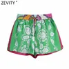 Zeefity Dames Vintage Floral Print Patchwork Zomer Rokken Shorts Femme Chic Elastic Taille Lint Pantalone Cortos P1122 210724