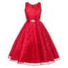 Style Fleur Filles Enfants Dentelle Robes avec Strass Sash Enfants Fête De Mariage Demoiselle D'honneur Vêtements 210329