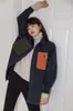 Contrast Stitch Designer Jacket Women Color Block Pocket Oversized Coats Fall Clothing Fashion Outerwear 210427