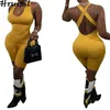 Canotta Tuta Moda Tuta fitness personalizzata Abbigliamento donna Casual Solid Colot Skinny Backless Pagliaccetti senza maniche 210513