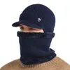 Cool Mężczyźni Pełna pokrywa Ciepłe Czapki Szaliki Zestawy Fashion Wykładane polarowe Kolory Chunky Knit Brim Cap and Ring Scarf