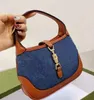 Classic blue-brown color matching women's handbag canvas + leather underarms bags full of printed pattern shell purse women's shoulder bag