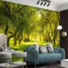 Papel de parede verde do cenário 3D Caminho verde-alinhado com linda paisagem sala de estar quarto decoração de casa pintura mural papéis de parede papéis de parede