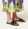 2021 Sandal Designer Slides Women Flip Flops Nappa مبطن امرأة رومانية رومانية Slide Slippers Summer Beach Sandals مع Box1043723