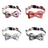 Hawaii Vakantie Mode Luxe Dog Cat Collar Breakaway met Bell and Bow Tie Verstelbare Veiligheid Kitty Kitten Set Kleine Honden Kragen Maat Blauw