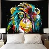 Coloré Animal Peinture À L'huile ArtPrinted Tapisserie Psychédélique Suspendu Mince Polyester Mur Tissu Plafond Décor À La Maison