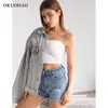 Denim Skinny Shorts Femmes Taille Haute Jean Plus Taille Ripped Casual Slim Femme Court Mode Élastique Bleu Lavé Dames Été 210714