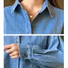 Katoenen jeans vrouwen blouse mode lange mouw vest shirts vrouwen vintage denim vrouwen tops casual losse blusas 11969 210527