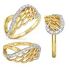 Fashion Wing Shape Hollow Ring Women Men Twist Geometric Rhinestone Finger Rings Wedding Party Jewelry Gifts Accessories
