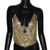 Rhinestone Backless Party Tank Tops Dames Sexy Party Volledige Crystal Bralette 2022 Zomer Diepe V-hals Shinny Night Club Bling Diamonds Metal Crop Top