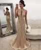 2021 Rose Gold Prom Dress Mermaid Formal Party Ball Gown Long Sleeve Afraic Girl Green Evening Dresses Deep Pageant Drseses Custom4553406