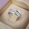 Diamond Ring Band Row Crystal Silver Gold Engagement Wedding Rings for Women Men Couple Fashion Jewelry Will and Sandy