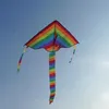 Rainbow Long Tail Triangle Nylon Kite Ripstops Easy Fly 30m Handle Line Board String Reel Wholesale Gentle Breeze Flying