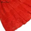 Mode Kleid Frühling Herbst Frauen Kleid Langarm Spitze Rot Party Ballkleid Kleider 210524