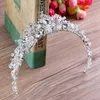 KMVEXO Handmade Pink White Beads Bridal Crown Flower Bride Jewelry Crystal Tiara Princess Crowns Wedding Hair Accessories