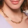 Chains Paperclip Choker Necklace, Stainless Steel Rectangle Link Chain Necklace For Women Layering Jewelry, Wife Mom Birthday Gift
