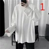 T-shirt z rękawem Mężczyźni jesień w średnim wieku męska Silk Crew Neck 210420