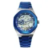 Automatic Watch For Men Gift Watches Mens 2022 Skeleton Mechanical Tourbillion Strainless Steel Strap Steampunk Reloj Hombre Wristwatches