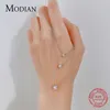 Modian Classic 925 Sterling Silver Round Simple Clear CZ Chain Necklaces Pendant For Women Wedding Engagement Statement Jewelry 21222I