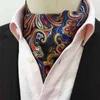 Luxury Men Paisley Floral Jacquard Silk Wedding Formal Cravat Ascot Gentleman Necktie Pocket Square Handkerchief Neckerchief Set