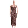 Ladies Casual Dresses Sexy Sleeveless Tight Fitting High Waist Small Round Neck Slim Hollow Leopard Printing Comfortable Breathable Wear Resistant WMD
