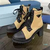 Designer- Women Boots Rois Ankel Martin Boot Calfskin Leather Nylon Avtagbar Pouch Bootie Män Tjocka Bottom Combat Skor
