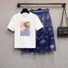 Verão Mulheres Duas Peças Set Casual T-shirt de Manga Curta + Elastic Waist Malha Ruffles Skirt Set Senhoras Saia Ternos 210518