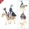 10 stks / set Medieval Skeleton Knight Building Blocks Undead Soldier Horse Action Figure DIY Montage Bricks Speelgoed voor kinderen H1103