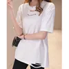 Wczesna wiosna i lato żeński kolorowy kolor prosty styl casual t-shirt dziury luźne koreański koszulka z krótkim rękawem 8814 50 210510